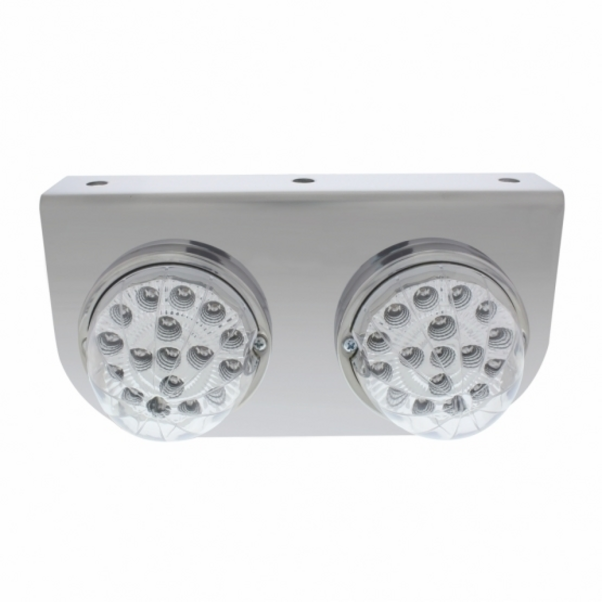 Stainless Light Bracket With 2X 17 LED Dual Function Clear Reflector Lights - Clear Lens