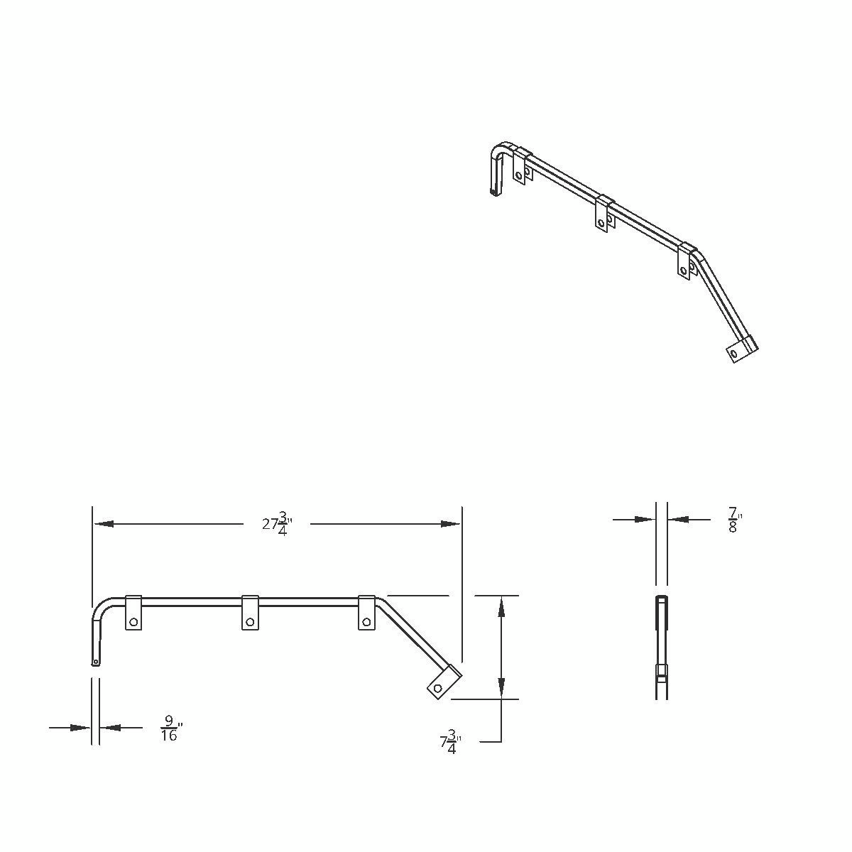 Black Angled Mud Flap Hangers With Mounting Hardware - No Coil (Pair)