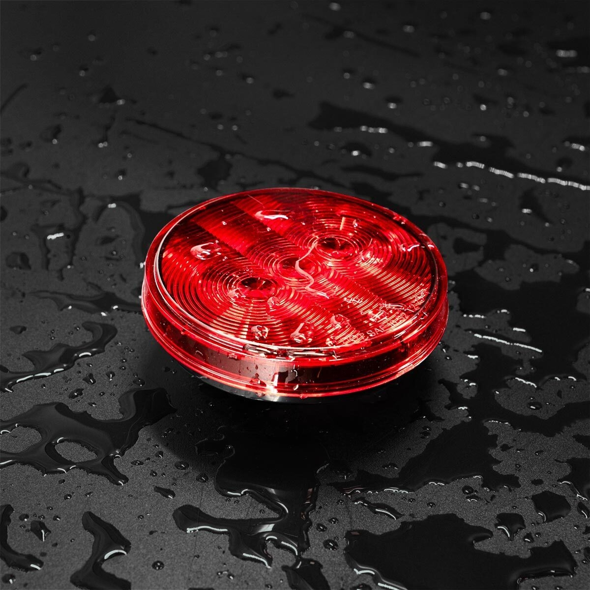3 LED 4" Round Light (Stop, Turn, & Tail)-Red LED/Red Lens