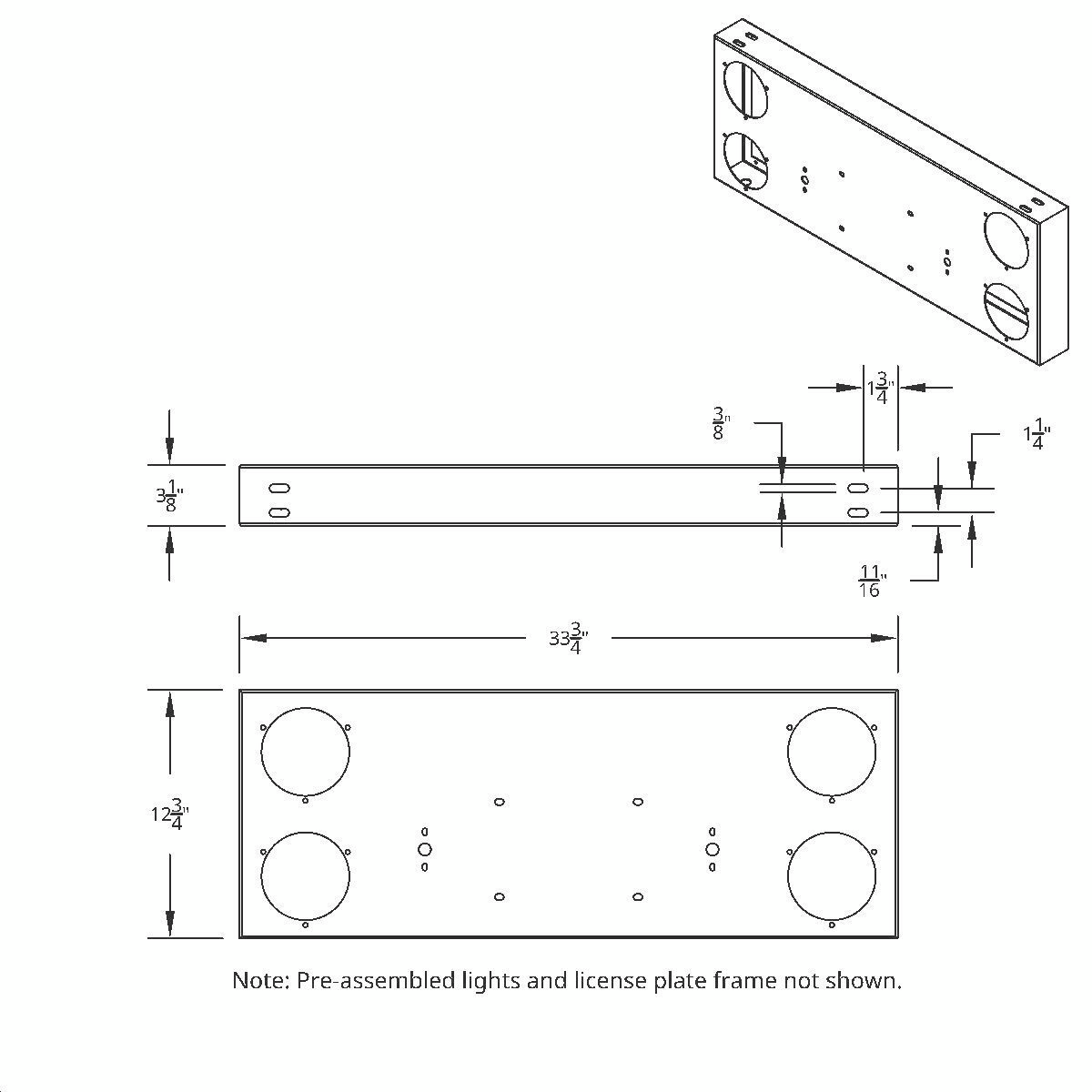 33-3/4" Stainless Rear Center Panel With Four 21 LED 4" GloLight & Visors - Red LED/Clear Lens