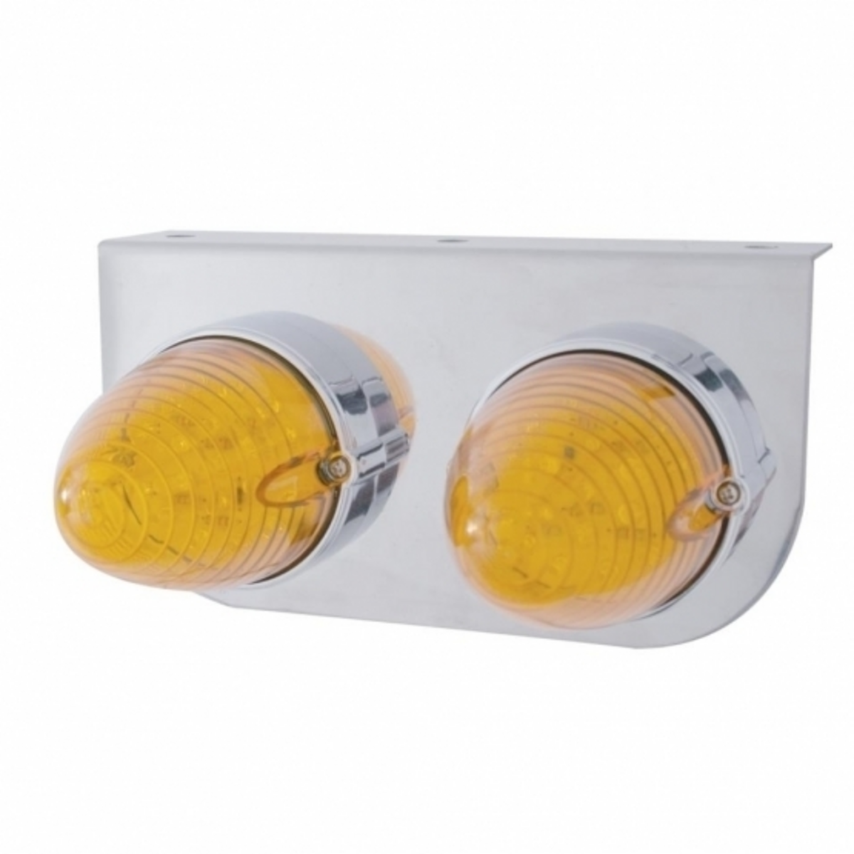 Stainless Light Bracket With 2X 19 LED Beehive Lights - Amber LED/Amber Lens