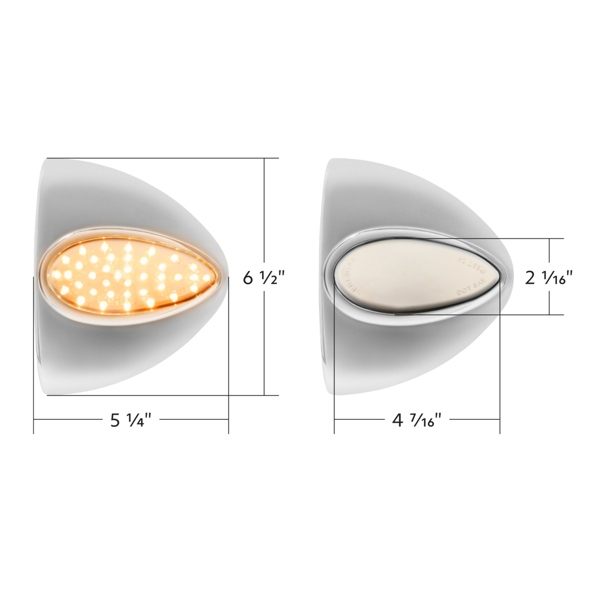 39 LED Teardrop Headlight Turn Signal Light Cover For Peterbilt - Amber LED/Chrome Lens
