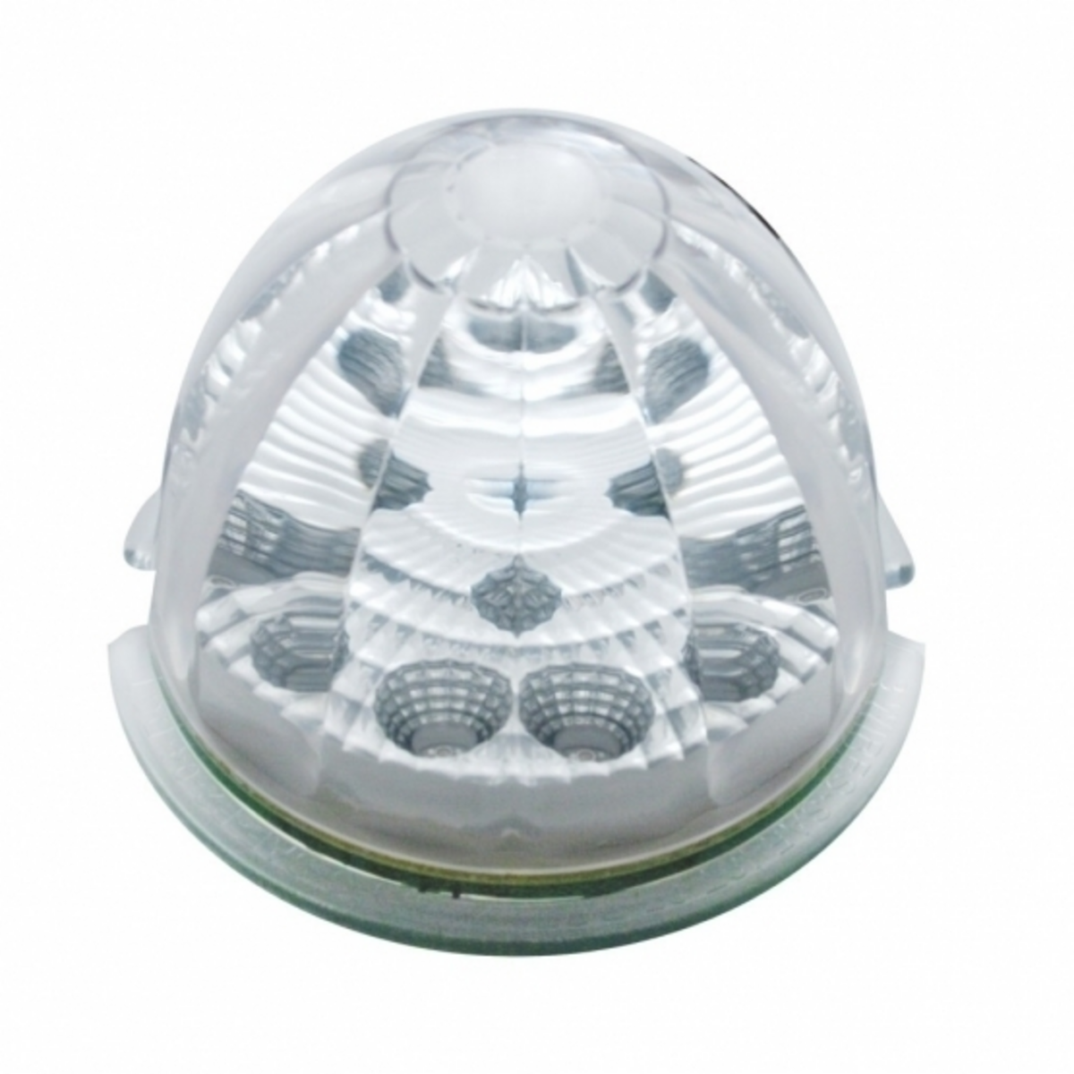 Fog Light Cover With Amber LED Reflector Watermelon Light & Visor For 2007-17 KW T660- Driver -Clear Lens