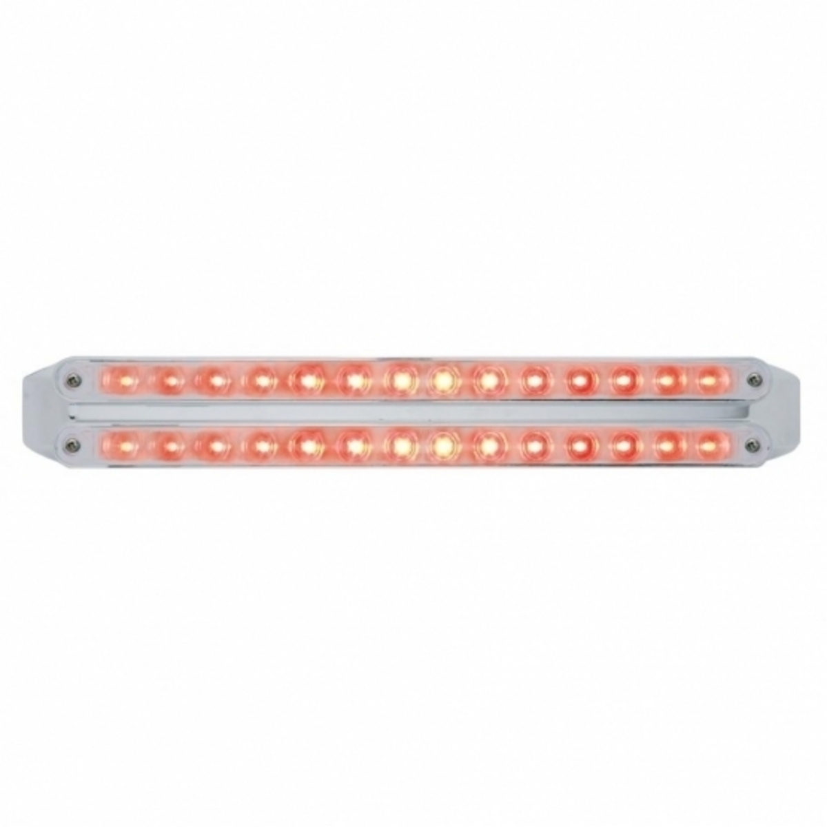 Dual 14 LED 12" Light Bars (Stop, Turn & Tail) - Red LED/Chrome Lens