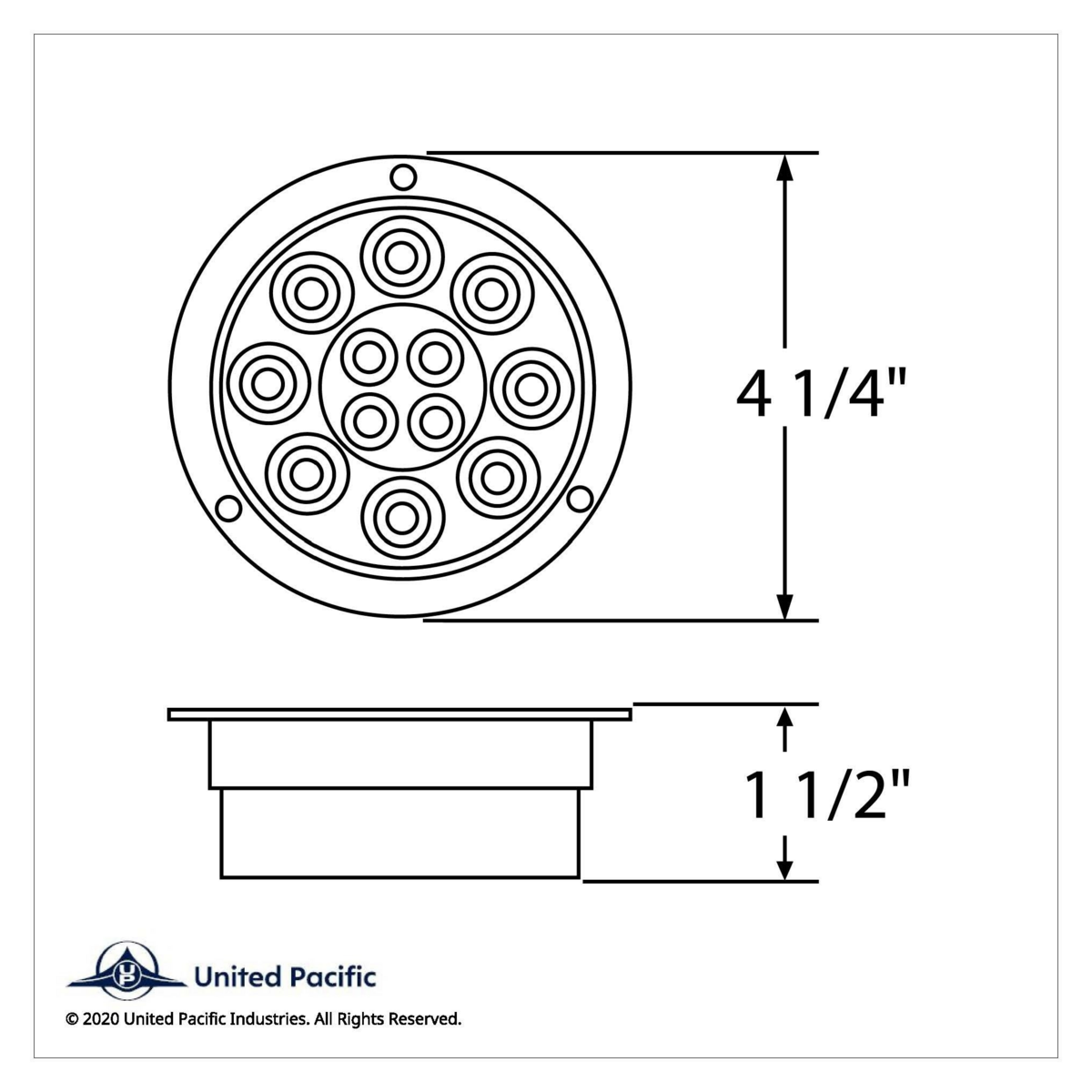 12 LED 4" Round Flange Mount Light (Stop, Turn & Tail) - Red LED/Red Lens (Bulk)