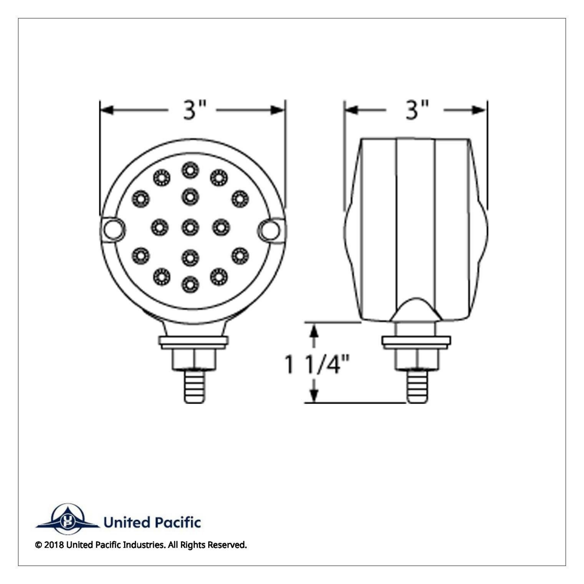 30 LED 3" Dual Function Reflector Double Face Light - Amber & Red LED/Amber & Red Lens