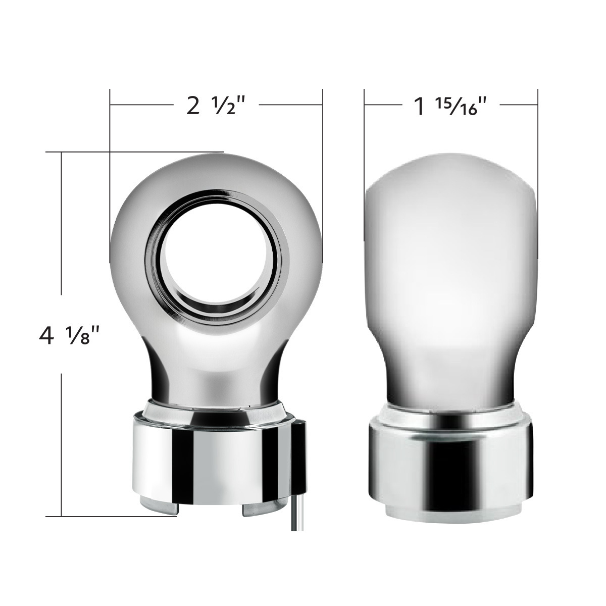 Thread-On Chrome Charlotte Gearshift Knob With LED 9/10 Speed Adapter-Green LED