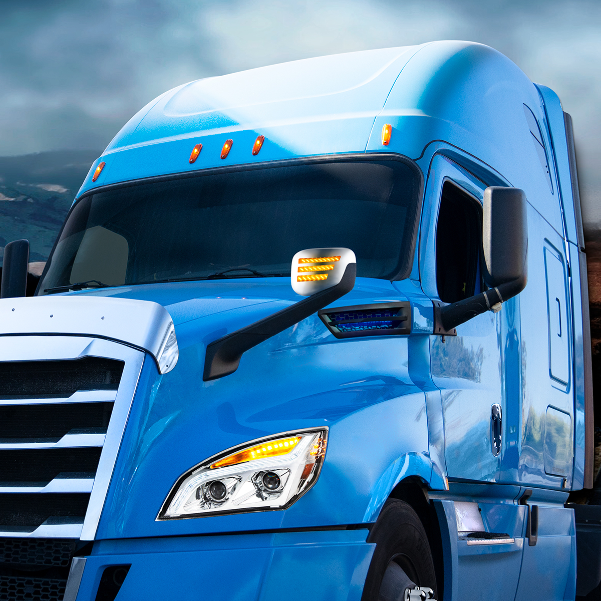 Hood Mirror Assembly W/ Sequential LED Lights For 2018-2026 Freightliner Cascadia - Heated/Driver