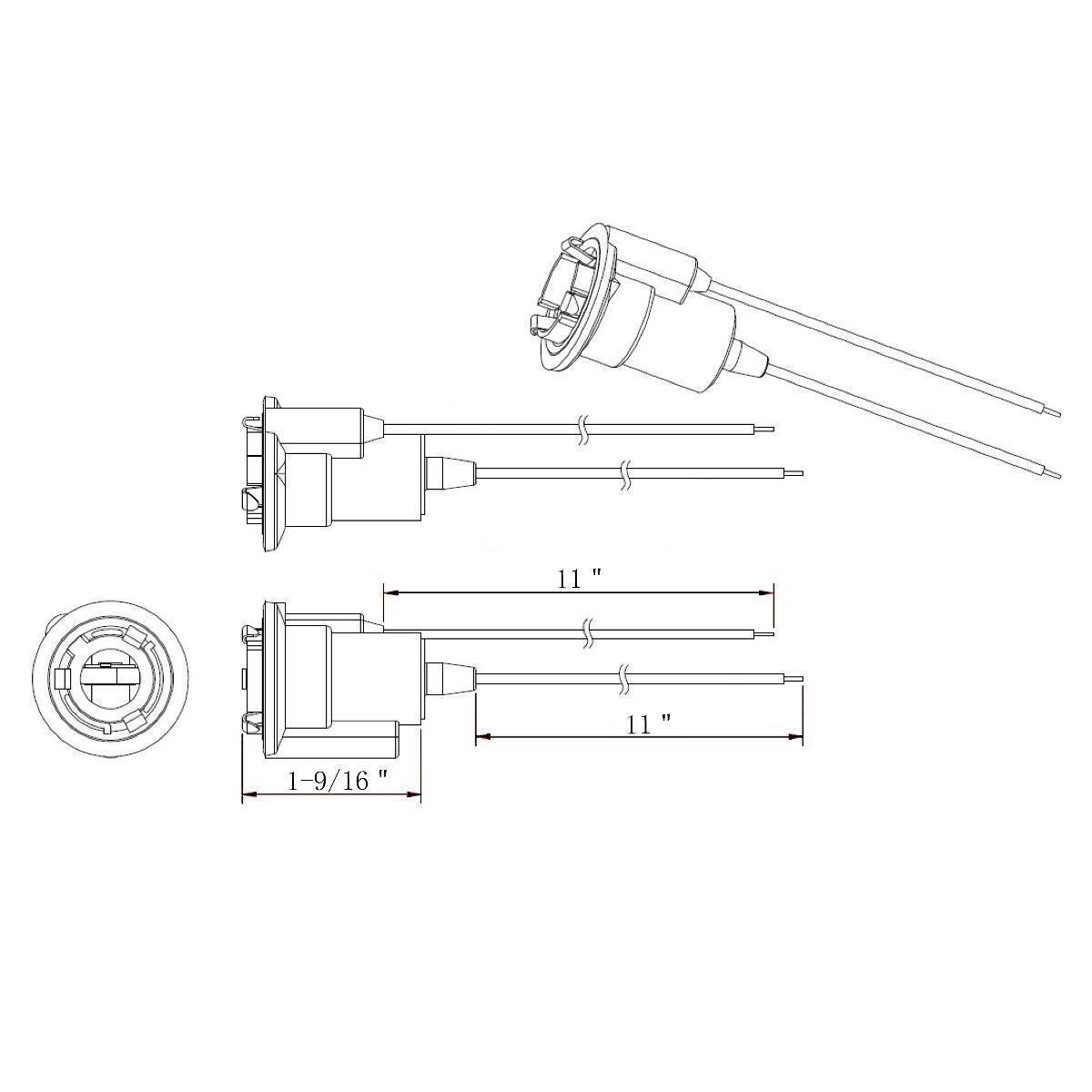 2-Wire Backup Light Socket For 1973-1991 Chevrolet & GMC Trucks