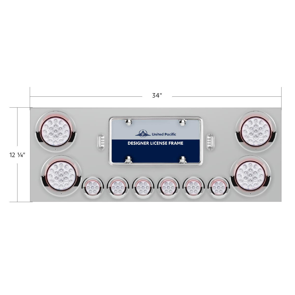 SS Rear Center Panel With 4X 19 LED 4" & 6X 7 LED 2" Double Fury Lights & Visors-Red & White LED