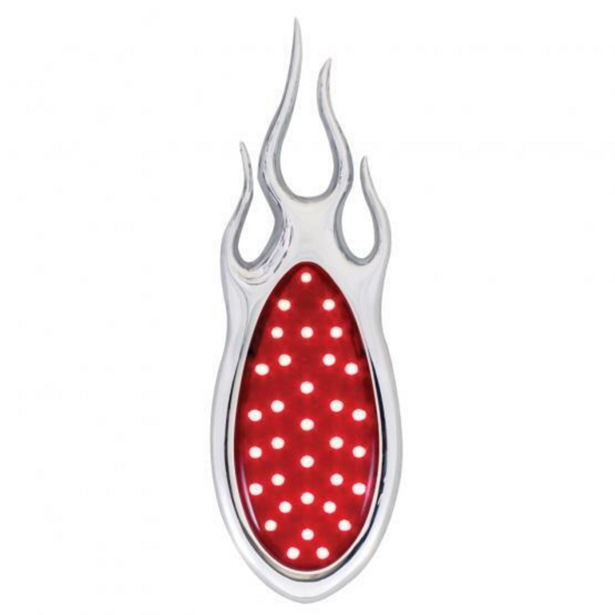 12V 1938-39 Ford Style LED Tail Light With Flame Chrome Flush Mount Bezel