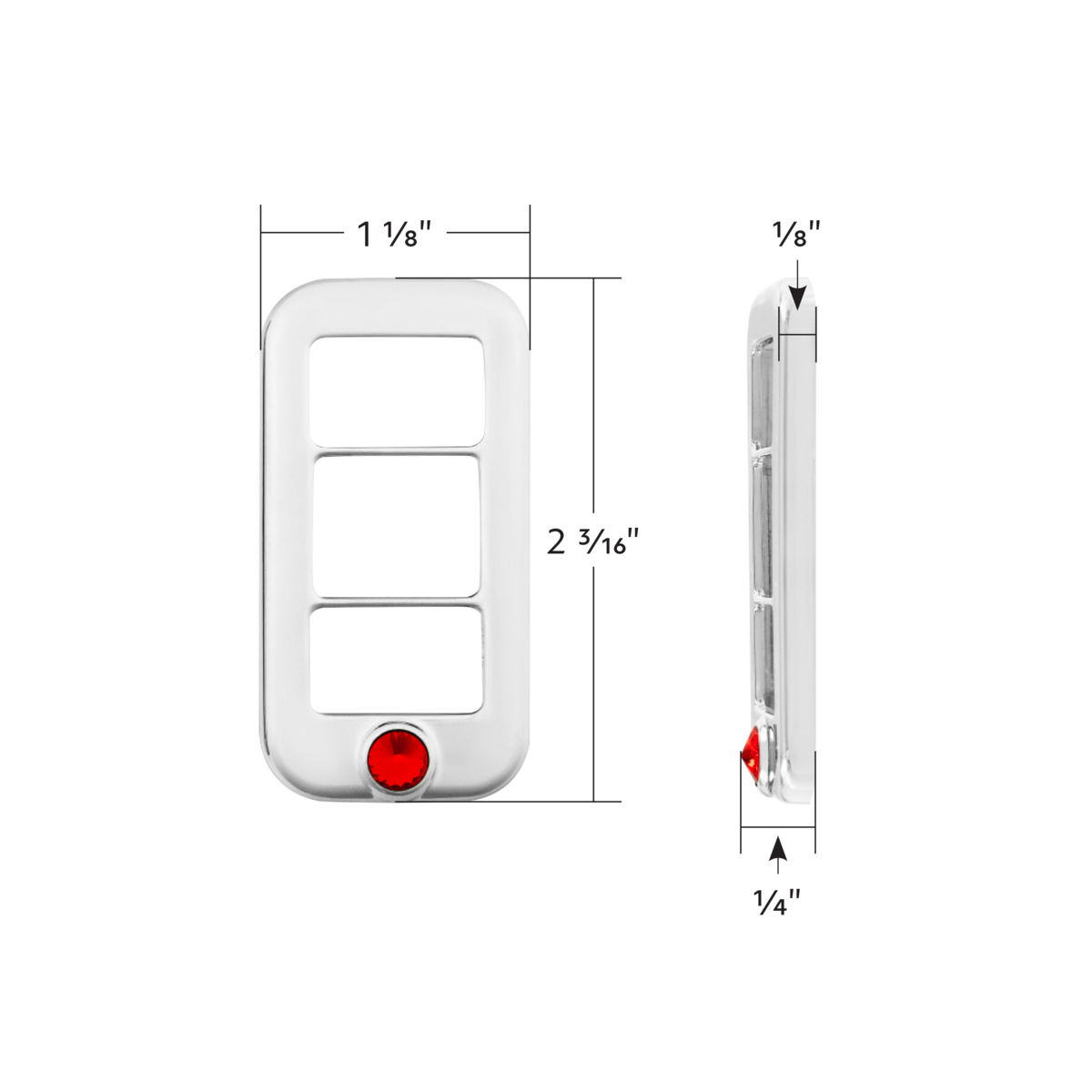 Rocker Switch Cover With 3 Openings & Color Crystal For Freightliner- Candy Red (3-Pack)