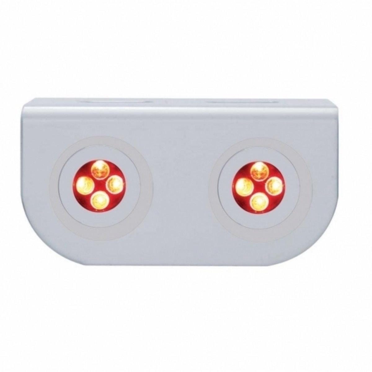 Stainless Light Bracket With 2X 4 LED Fastener Lights - Red LED/Clear Lens