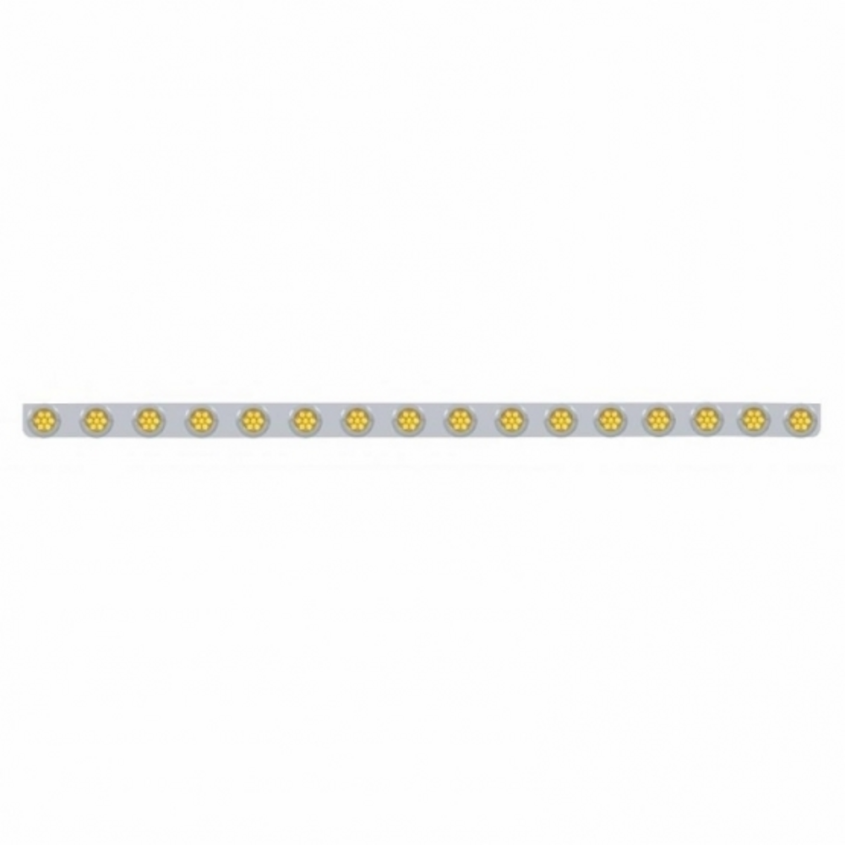 79-1/2" SS Bumper Light Bracket With 16X 7 LED 2" Reflector Lights & Bezels -Amber LED & Lens