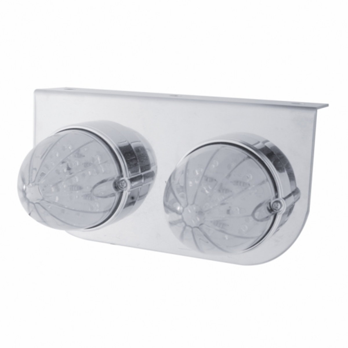 Stainless Light Bracket With 2X 19 LED Bullet Style Grakon 1000 Lights - Amber LED/Clear Lens