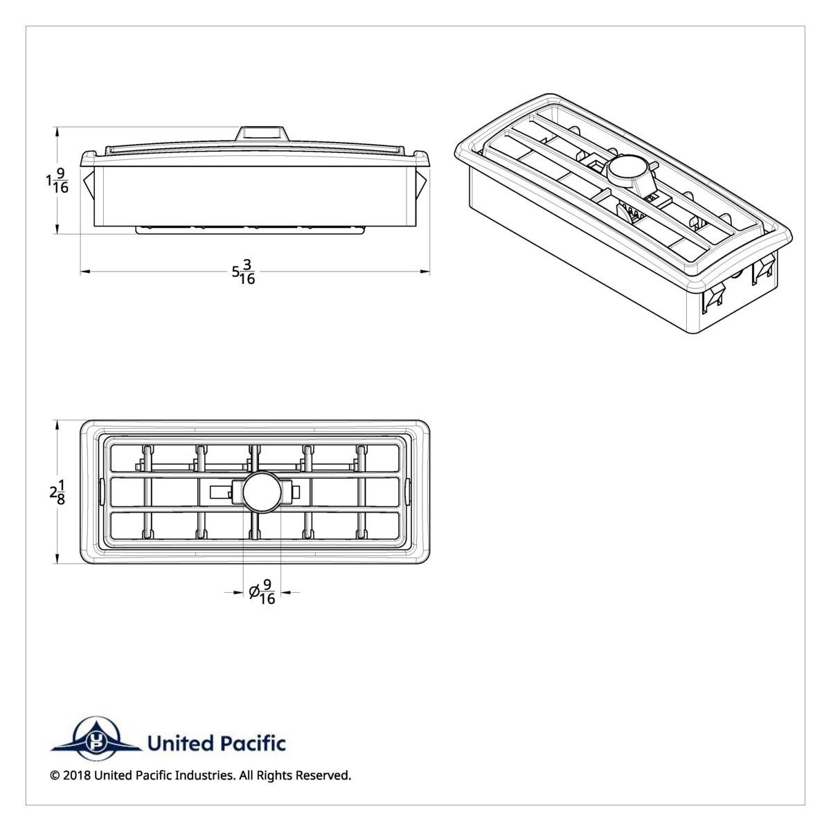 Chrome Plastic A/C Vent With Indent For 2002-2005 Kenworth - Center