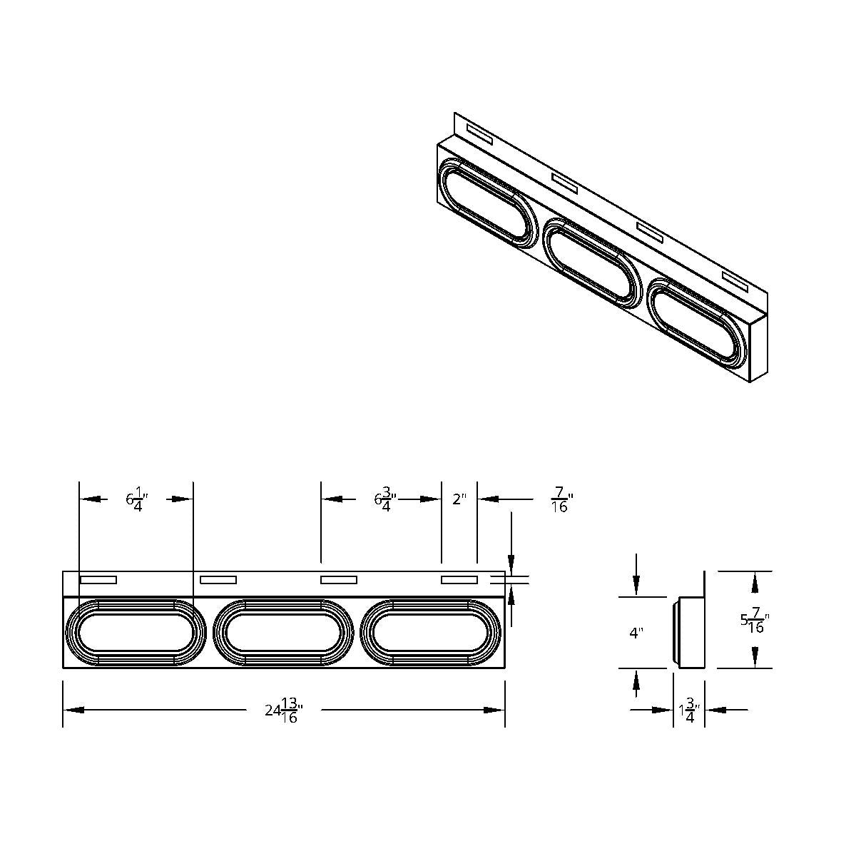 Stainless Top Mud Flap Plate With 3X 19 LED 6" Oval Lights & Grommets - Red LED/Red Lens (Each)