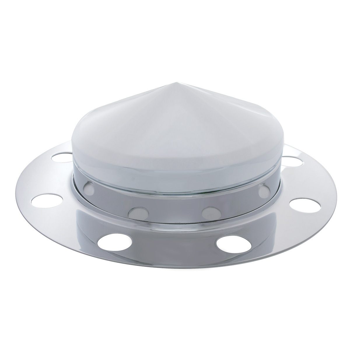 Chrome Pointed Front Axle Cover 3PC Kit For 33mm Nut Cover - Steel/Aluminum Wheel (8 Hole)
