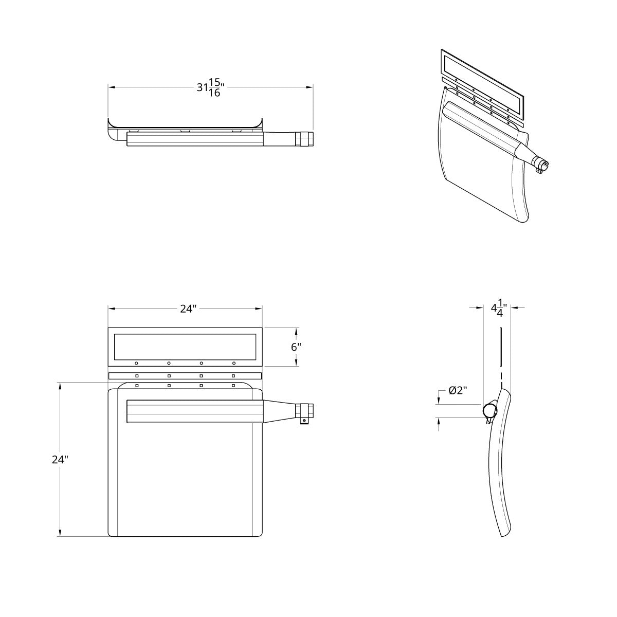 24" X 24" Stainless Quarter Fender Set - Triangle Bracket