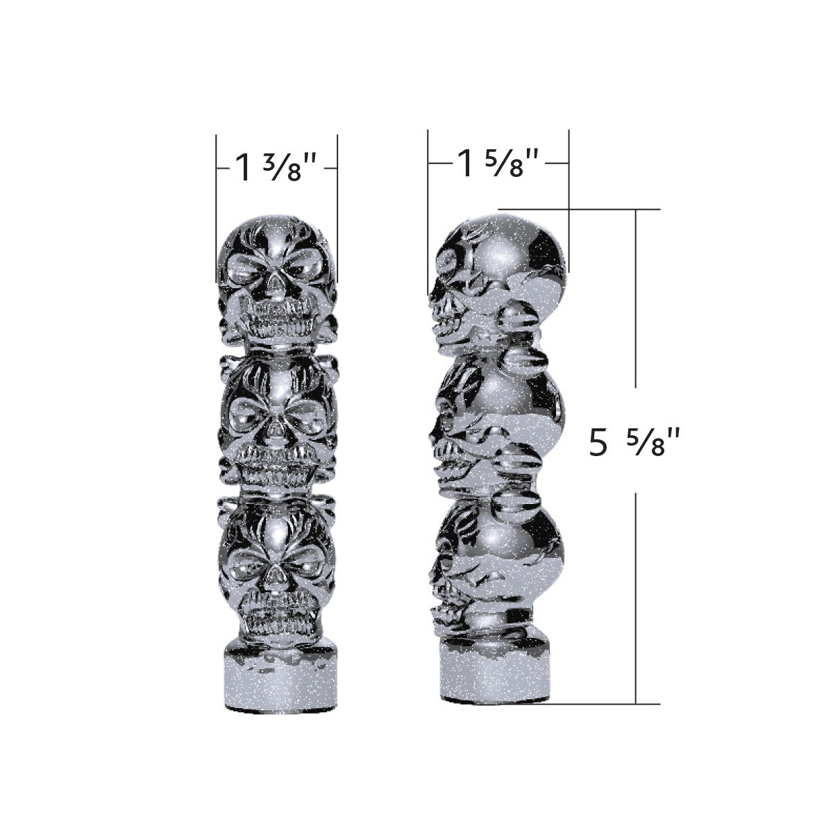 1/2"-13 Thread-On 3 Skull Candy Color Shift Knob-Liquid Silver