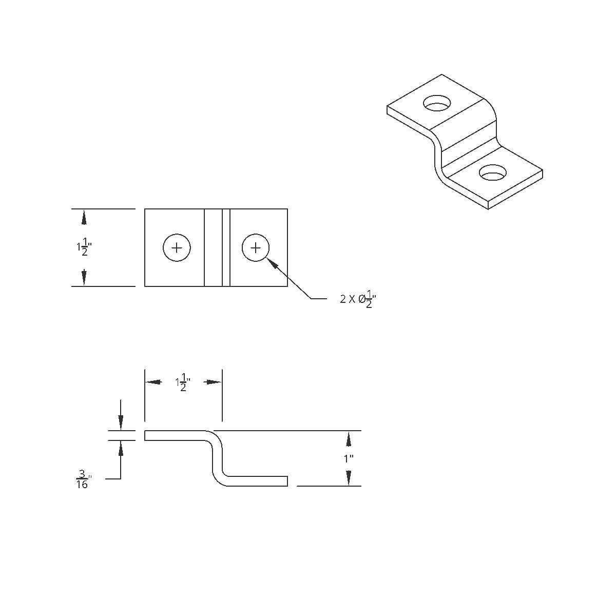 Heavy Duty "Z" Mounting Bracket - 1-1/2" x 1" x 1-1/2"