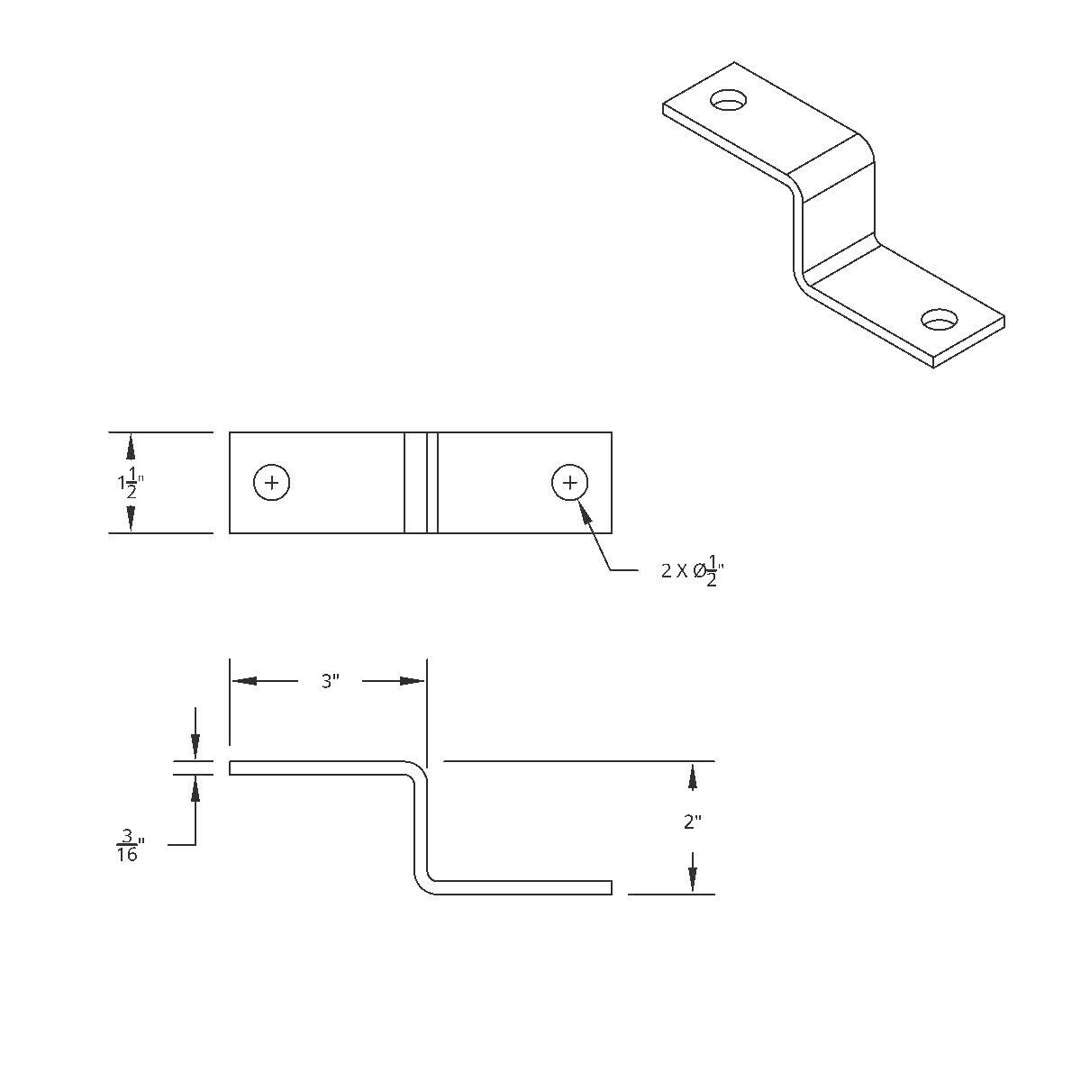Heavy Duty "Z" Mounting Bracket - 3" x 2" x 3"