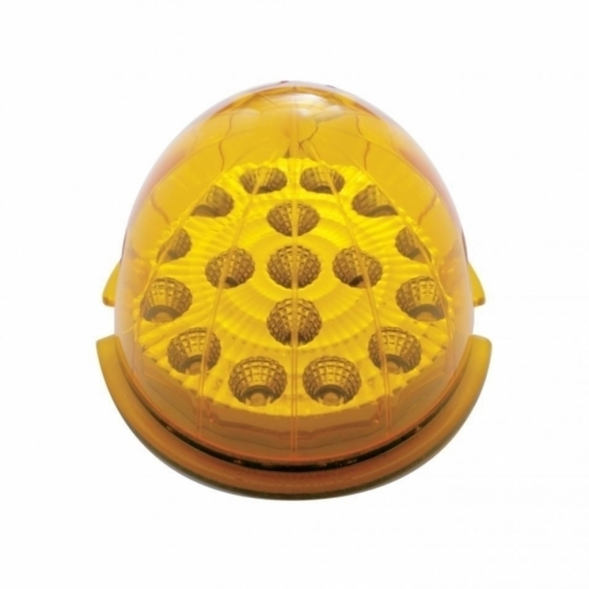 Fog Light Cover With 17 Amber LED Clear Style Reflector Light & Visor For 2007-17 KW T660- Passenger -Amber Lens
