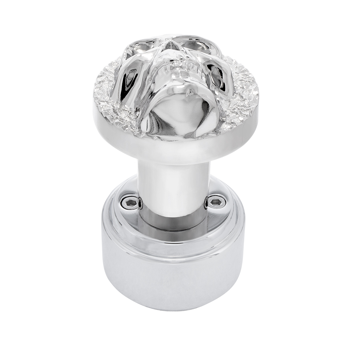 Skull Thread-On Shift Knob & Adapter For Eaton Fuller Style 9/10 Shifter - Chrome