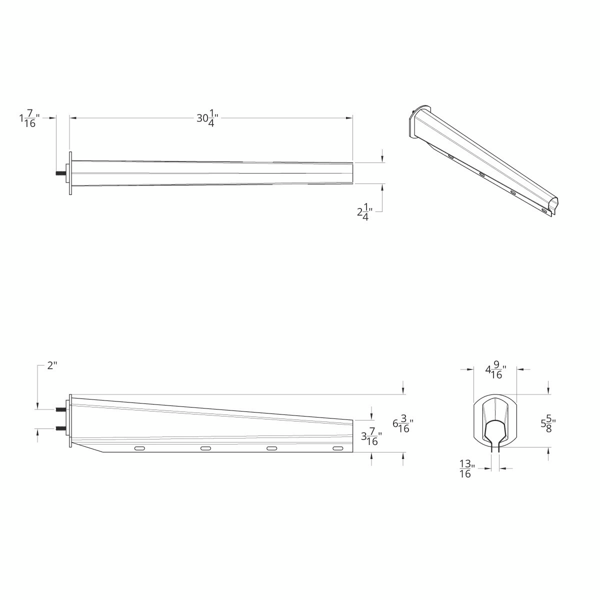 30" Black Heavy Duty Mud Flap Hangers - 2" Bolt Pattern (Pair)