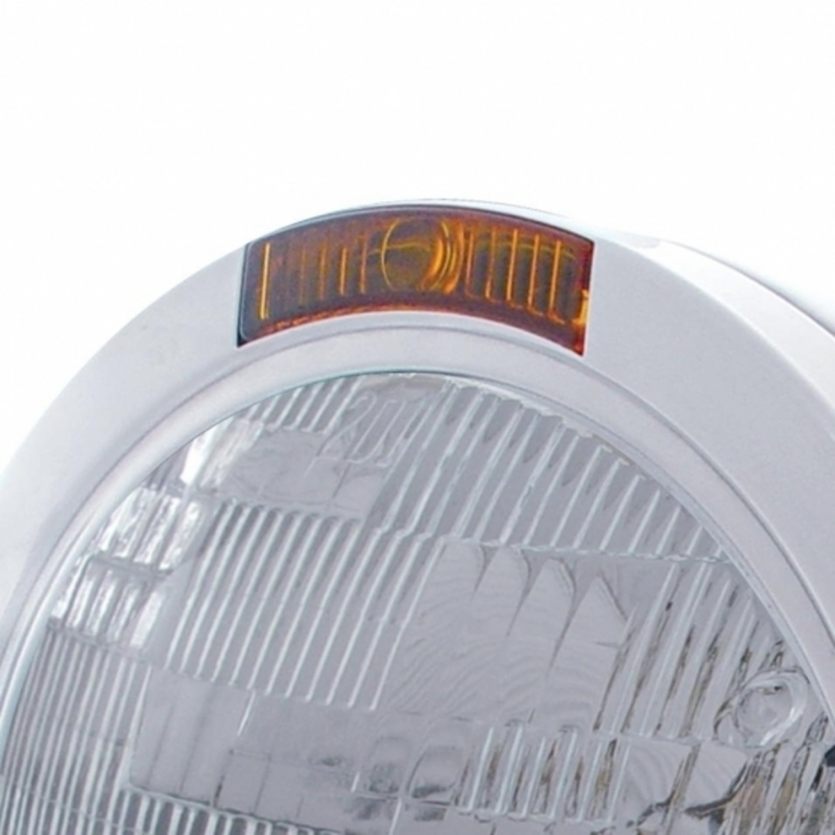 Stainless Steel Bullet Classic Headlight H6024 Bulb & Turn Signal - Amber Lens