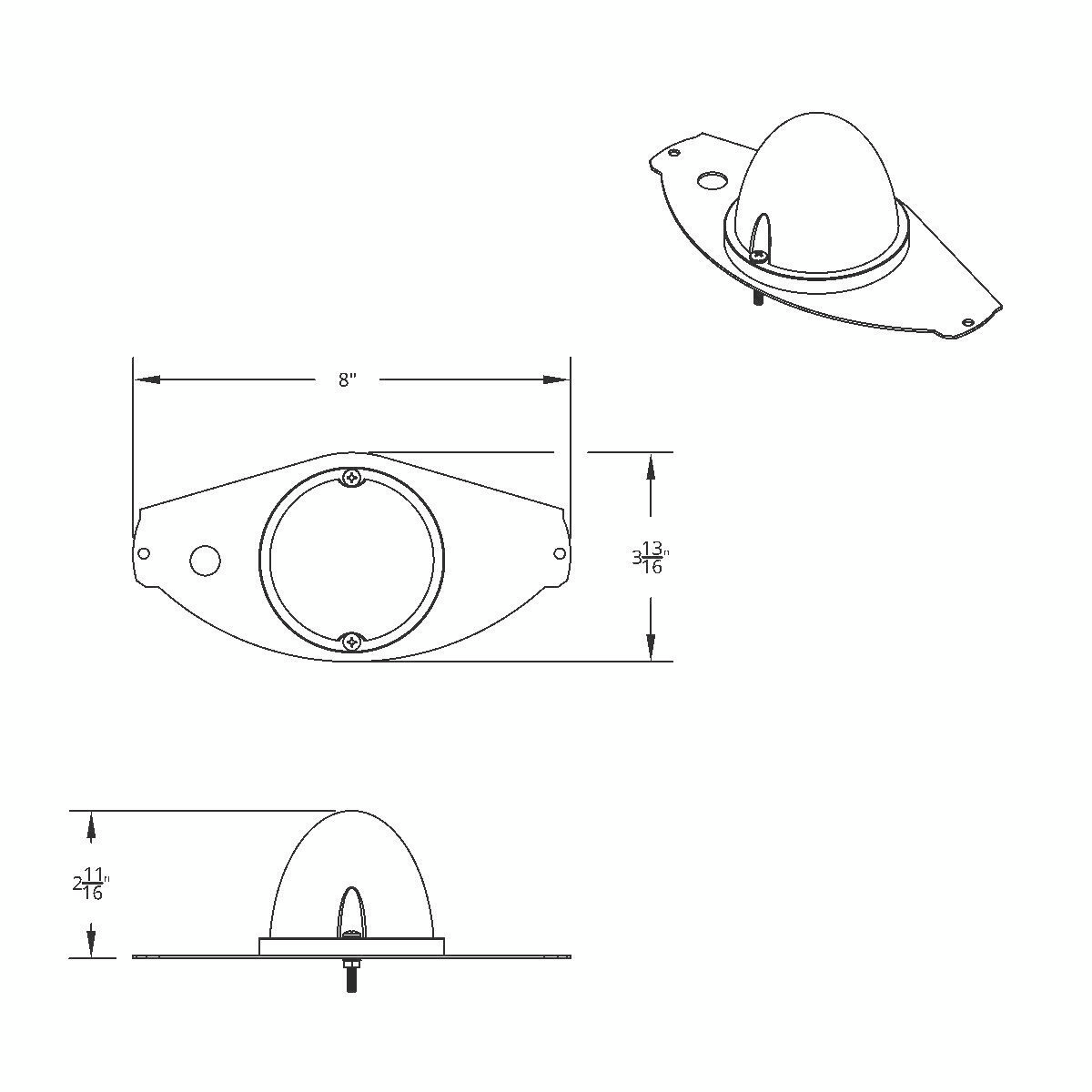 304 SS Above Door Dome Light Kit W/ 17 LED Double Fury Watermelon For 2008-2017 FL Cascadia-Red & White LED