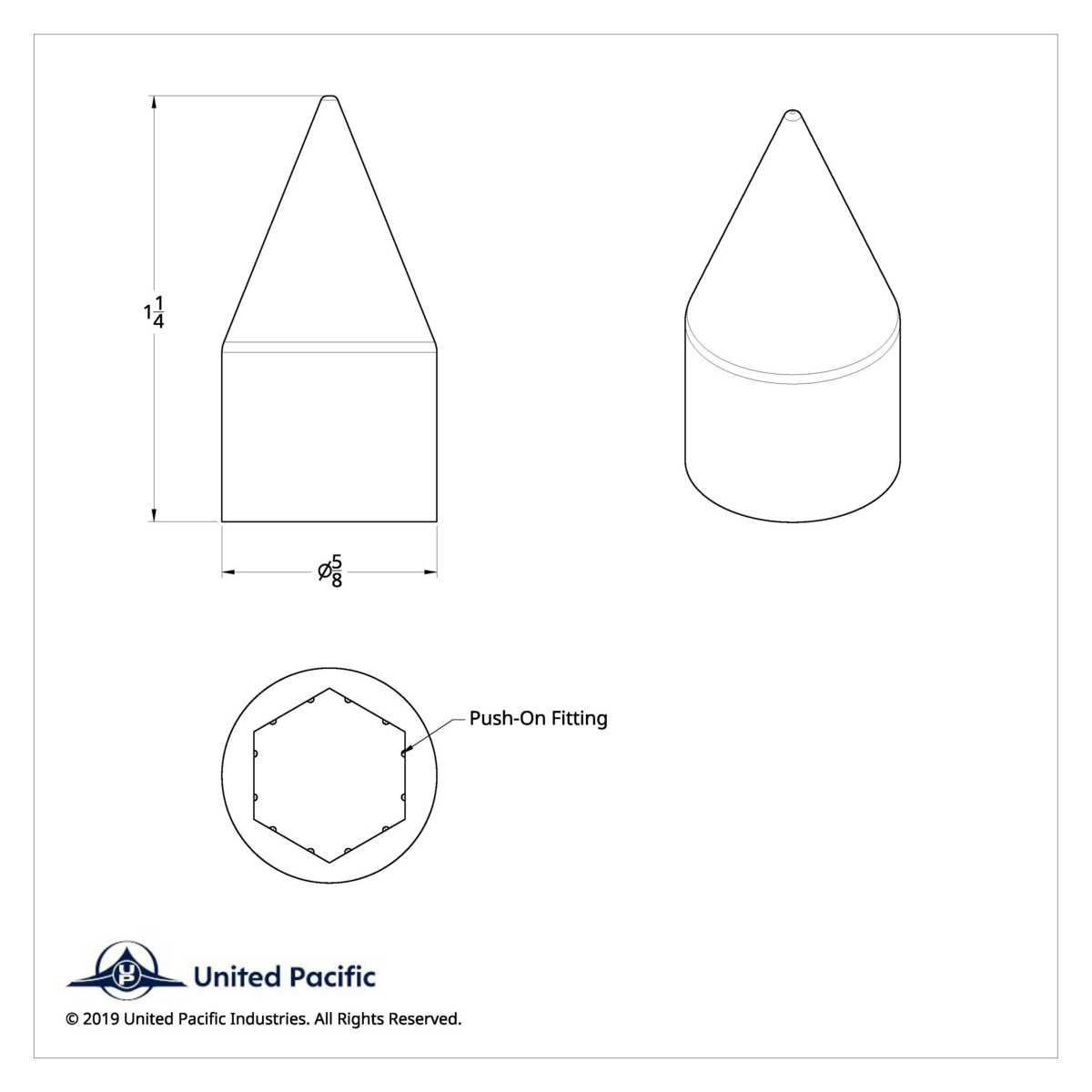 7/16" X 1-1/4" Chrome Plastic Spike Nut Cover - Push-On (Bulk)