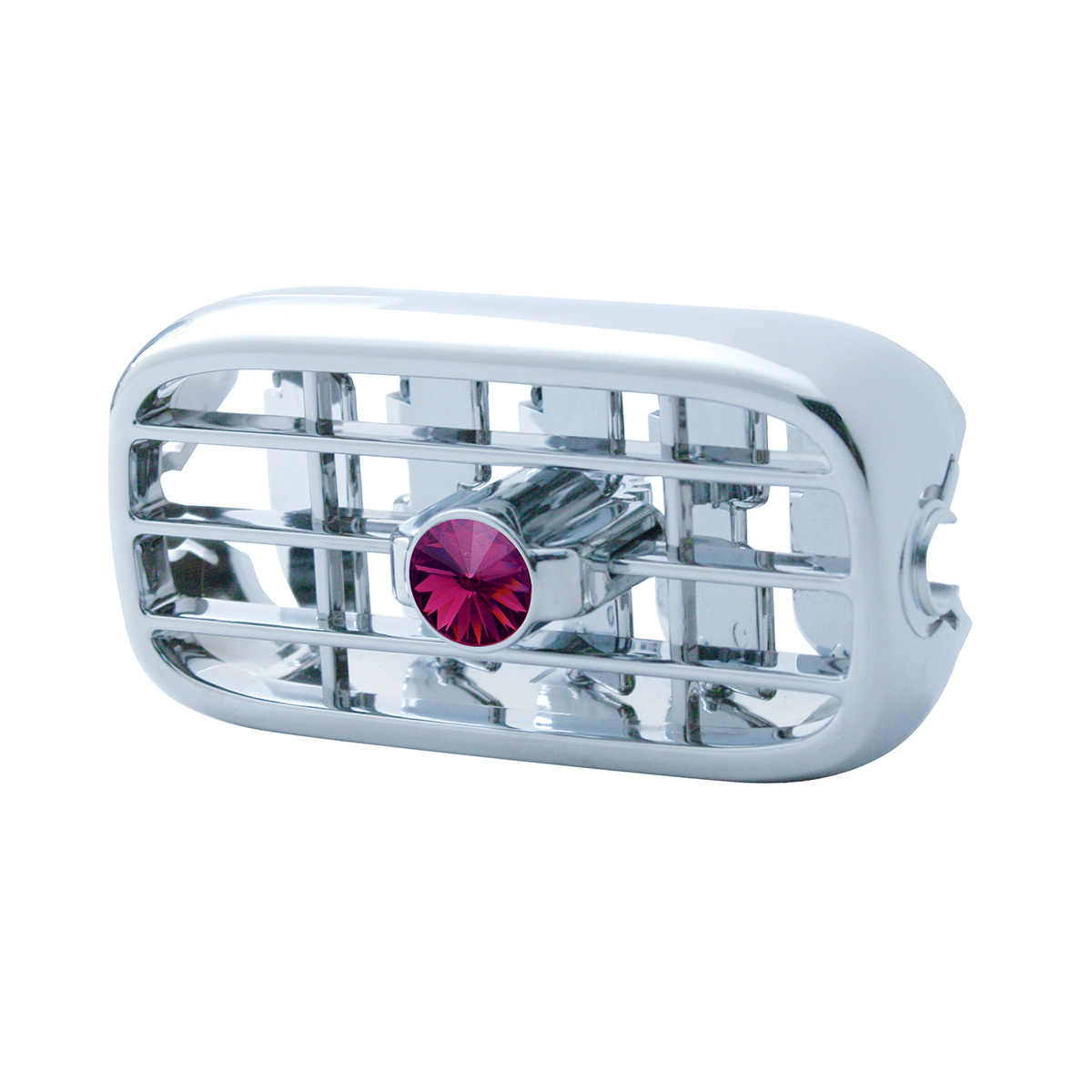 Chrome Plastic A/C Vent With Color Crystal For Peterbilt (2006+) - Purple Crystal