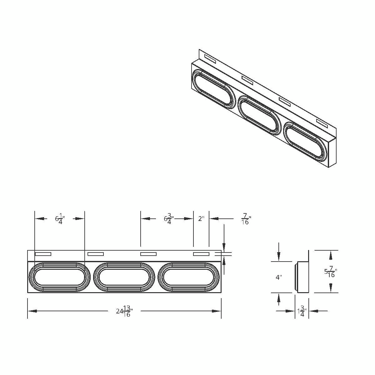 Stainless Top Mud Flap Plate With 3 Oval Lights & Grommet - Red Lens (Each)