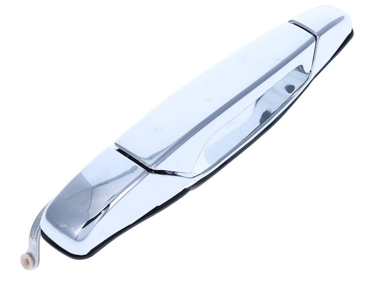 Exterior Door Handle Front LH, Front RH, Rear LH, Rear RH Plastic All Chrome for 2007-2013 Chevrolet Avalanche Tahoe Suburban Silverado; 2007-2013 GMC Yukon Sierra; 2007-2013 Cadillac Escalade