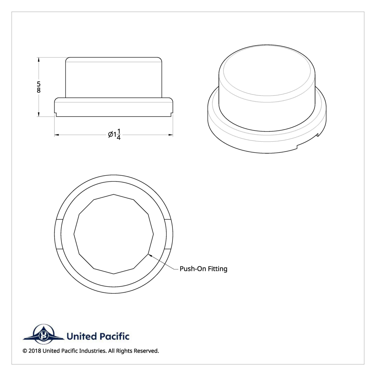 3/4" X 5/8" Chrome Plastic Flat Top Nut Cover - Push-On (Bulk)
