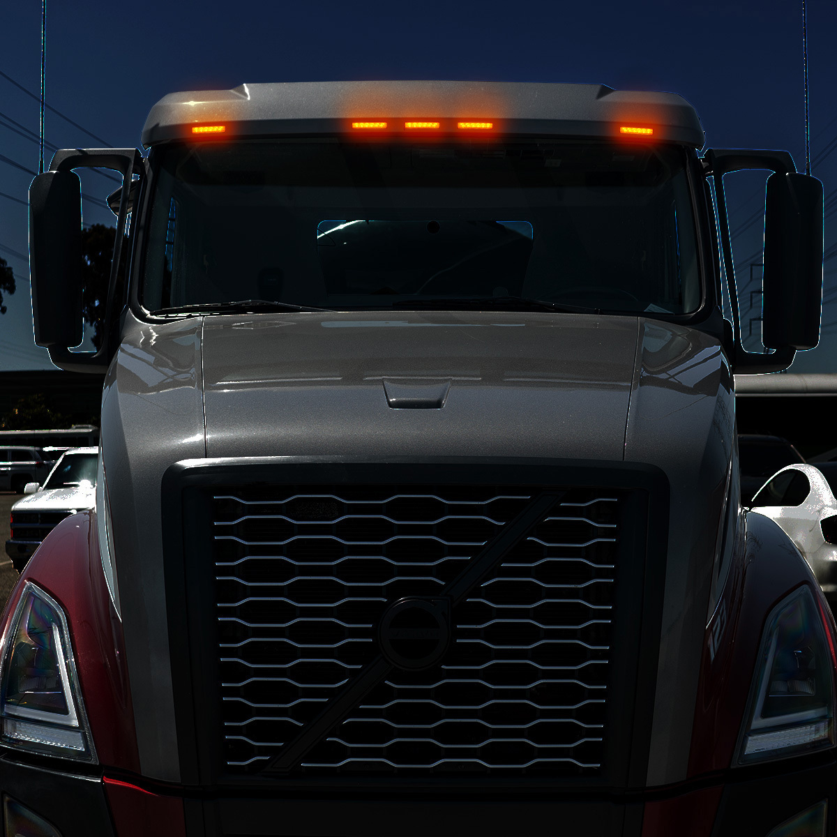 6 LED Competition Series Exterior Visor Light For 1996-2024 Volvo VNL-Amber LED/Amber Lens