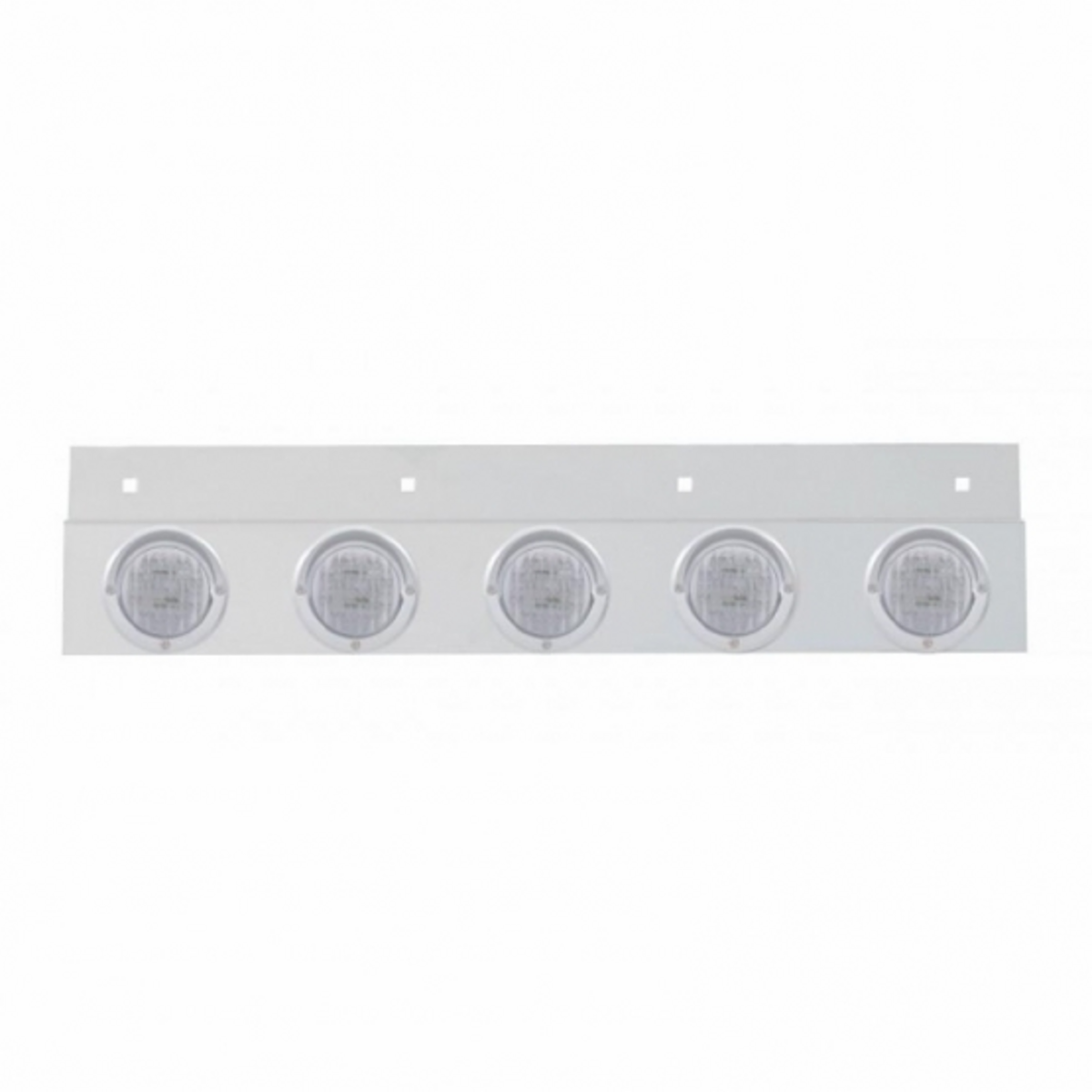Stainless Top Mud Flap Plate With 5X 9 LED 2" Lights & Visors - Red LED/Clear Lens (Each)