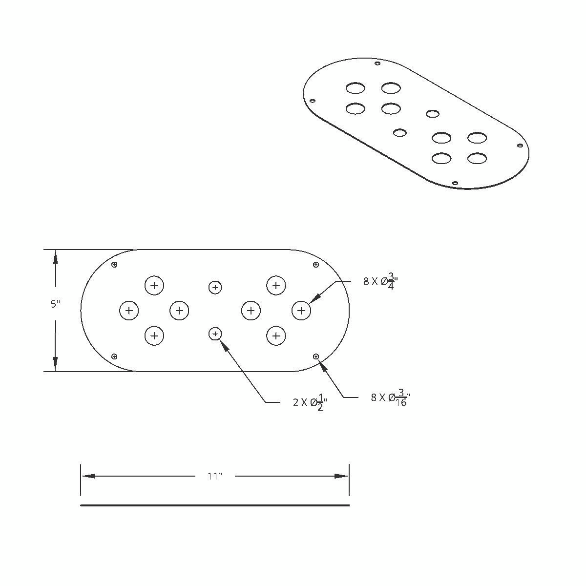 Stainless Steel Above Door Dome Light Plate With 8 x 3/4" Mini Light Cutouts For Kenworth & Peterbilt Trucks