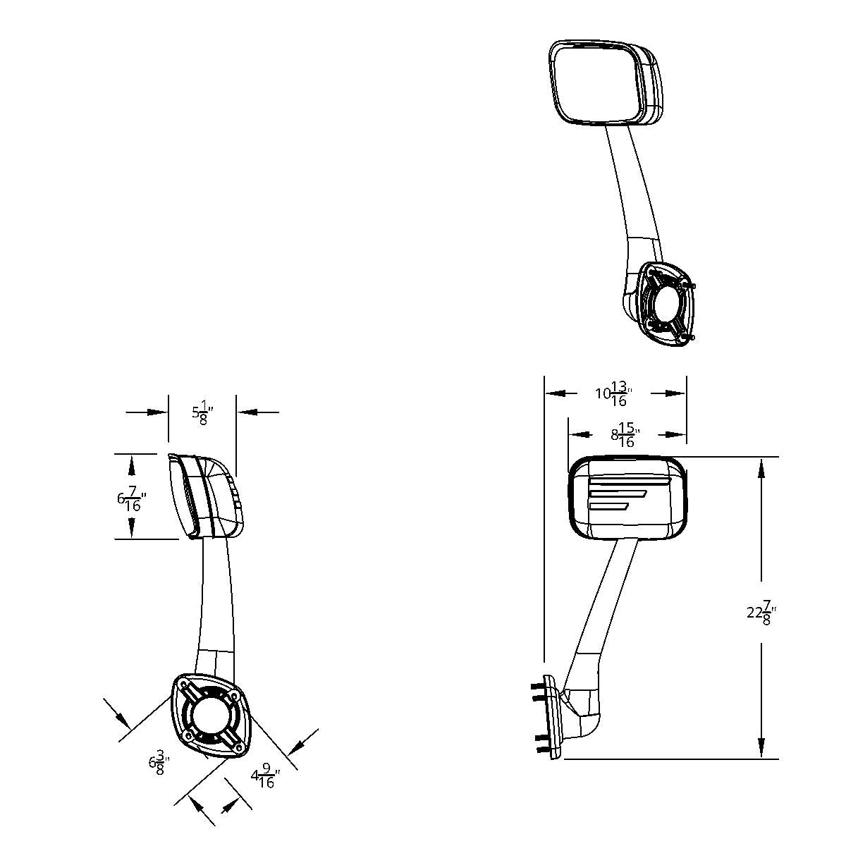 Chrome Hood Mirror Assembly With Sequential LED Turn Signal For 2008-2017 Freightliner Cascadia - Driver