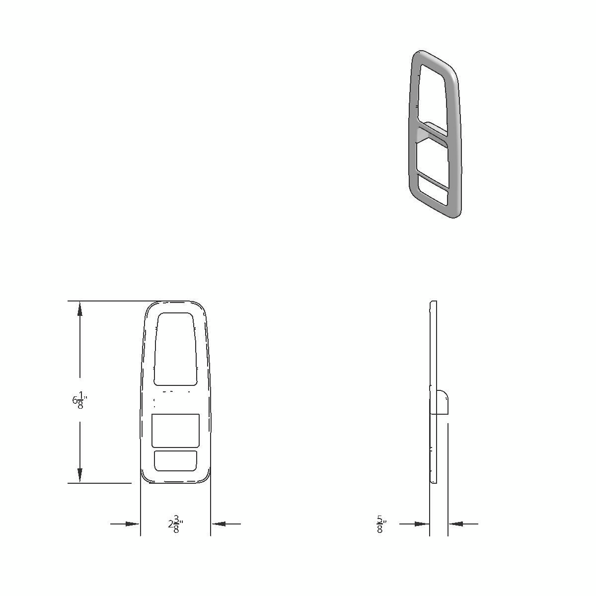 Chrome Plastic Door Switch Cover For 2013-2024 Kenworth T680-Driver (With Power Mirrors)