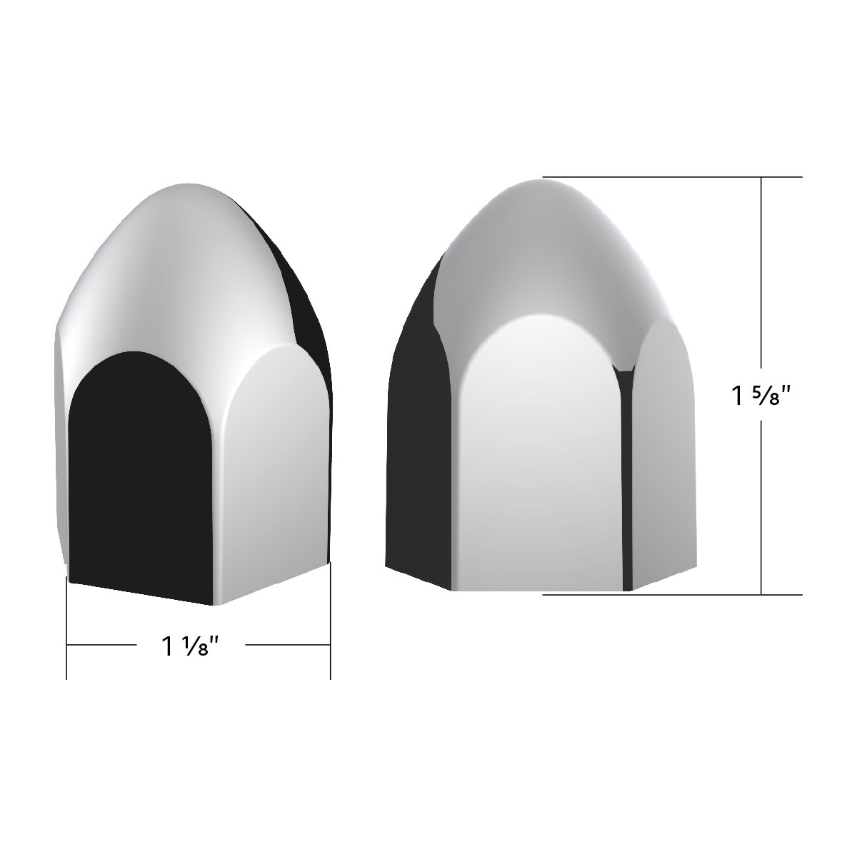 15/16" x 1 5/8" Chrome Plastic Bullet Nut Covers - Push-On (50-Pack)