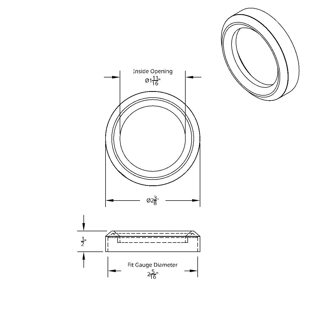 2-1/4" Pyrometer Gauge Cover For Kenworth