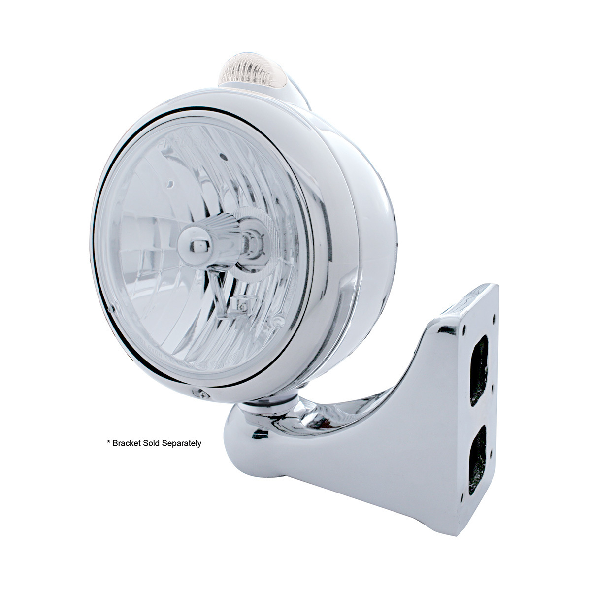 Stainless Steel Guide 682-C Headlight Crystal H4 & Dual Mode LED Signal - Clear Lens