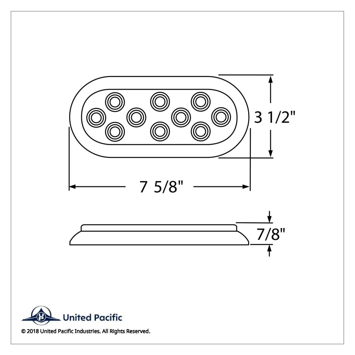 10 LED 6" Oval Flange Mount Light With Bezel (Stop, Turn & Tail) - Red LED/Red Lens