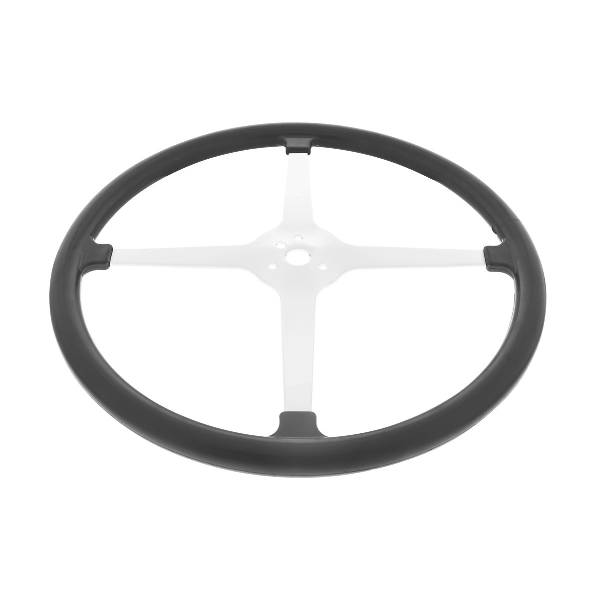 15" Chrome Plated 3-Bolt Track Style Steering Wheel With Rubber Grip