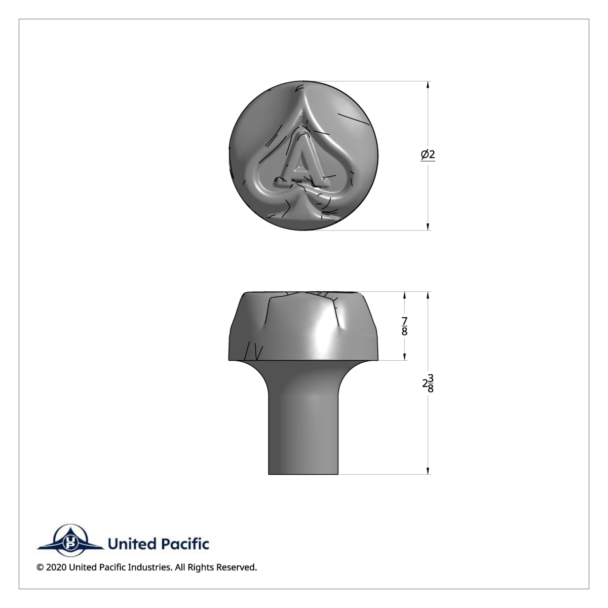 1/2"-13 Thread-On Ace of Spades Shift Knob - Chrome