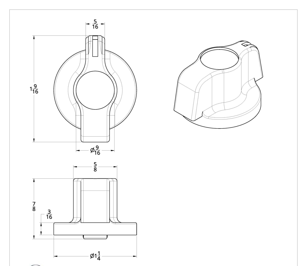 Chrome Plastic A/C Control Knob With Crystal - Red Crystal