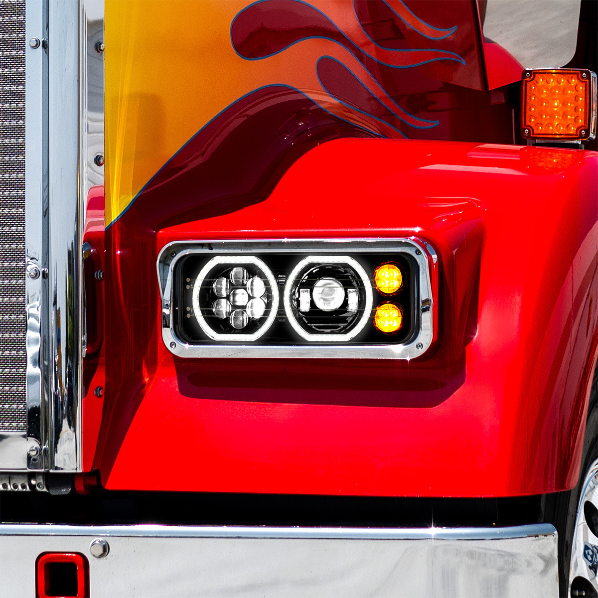 Blackout High Power Heated 10 LED Headlight With LED Turn & DRL-Passenger