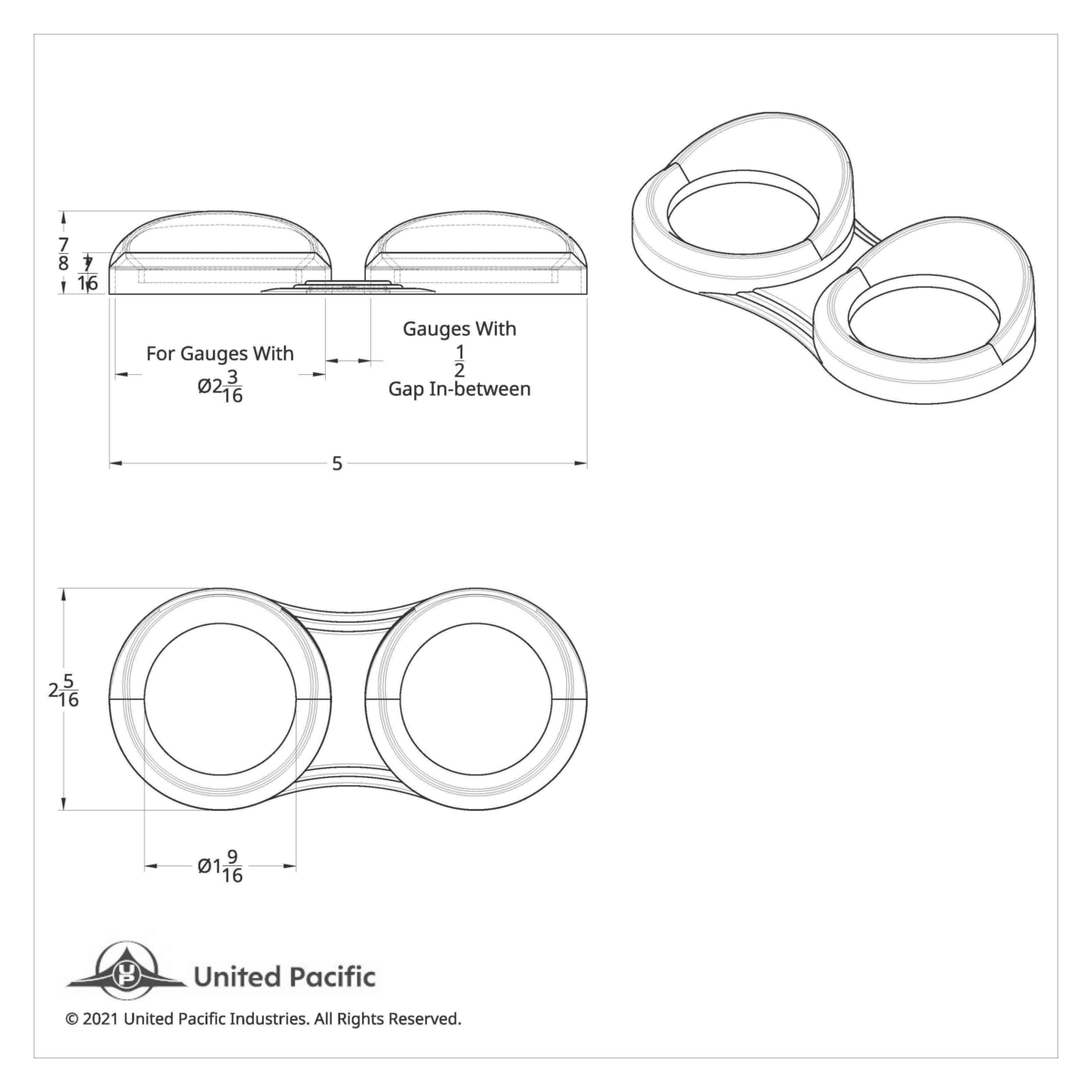 2 Gauge Cluster Cover With Visor For 2006+ Peterbilt - Horizontal